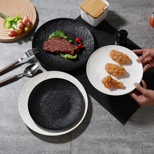 Steak Plate Round Rock Pattern Plastic Dinner Plate For Home Party Use - Product Image 2