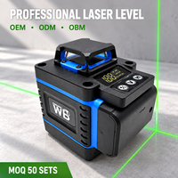 Niveau laser industriel 4D 16 lignes 360 degrés à faisceau vert, auto-nivelant, outil de nivellement croisé pour sols, murs, carreaux et plafonds de construction