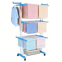 Séchoir à linge pliable, étendoir à vêtements portable multi-niveaux robuste pour intérieur avec roulettes