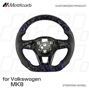 พวงมาลัยคาร์บอนไฟเบอร์ฟอร์จสีน้ำเงินแบบกำหนดเองสำหรับ Volkswagen Golf MK8 R GTI Touareg Jetta Tiguan ปี 2020-2025 อัพเกรดภายใน - Product Image 2