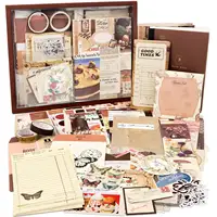 Nâng Cấp A6 Diary Set Gift Box Kawaii Văn Phòng Phẩm Phụ Kiện Văn Phòng Với Retro Diy Memo Tape Bưu Thiếp Văn Phòng Phẩm Sản Phẩm