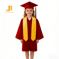 Robes de Cérémonie de Remise des Diplômes et Kits de Toques Unisexe 2026 pour Écoles Primaires et Maternelles, en Polyester Mat, avec Étole Dorée et Pompon