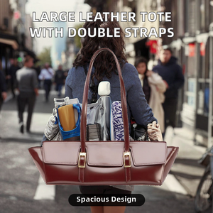 Bolso Tote de Gran Capacidad de Cuero Genuino con Doble Hebilla, Estilo Europeo Americano Le Bateau, Moderno y Lujoso para Dama, con Dos Correas para Hombro - Product Image 2