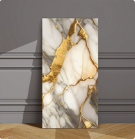Panneau mural en PVC imperméable noir et or marbré, installation adhésive