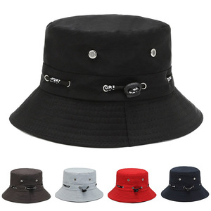 Sombrero de Pescador Unisex de Color Sólido con Anillo Metálico Decorativo, Casual, para Primavera/Verano, para Adultos de 56-58 cm, con Logotipo Personalizado - Product Image 1