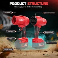 Souffleur de feuilles portable à main, puissance jet 700W, batterie Li-ion 20V, séchage rapide des surfaces de voiture 35000 tr/min