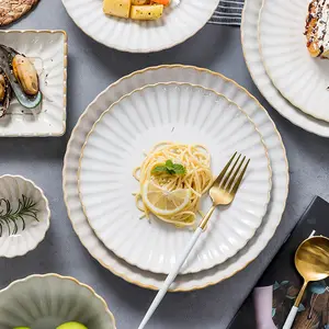 Скандинавские ретро цвета слоновой кости белый полный набор посуды набор обеденных тарелок фарфоровые сервизы для свадьбы банкета