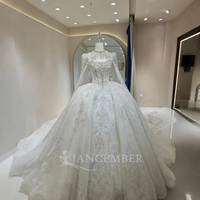 Pour Jancember DW0120 Moderne Paillettes Ivoire Empire Robe De Bal Puffy Brillant Robe Châle Chapelle Train Caractéristiques Dentelle Cristal Appliques