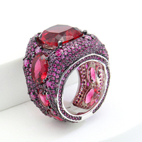 Bague en argent Sterling 925, luxe, zircone cubique, épaisse, pierres précieuses, bijoux turcs pour femmes