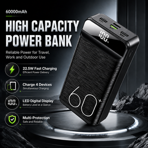 Consegna Rapida dal Magazzino USA, Spedizione Gratuita, Power Bank da 60000mAh, Grande Capacità, Power Bank da Viaggio per Esterni, Luce LED di Emergenza - Product Image 4