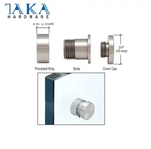 TAKA Standoff Floor Side Mount Standoff Frameless Tempered Glass Railing Clamp Stainless Steel Stand Off Glass Fixing Bolts