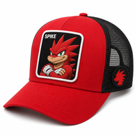 Casquette de baseball trucker personnalisée en gros avec broderie 3D Anime Hedgehog, 5 panneaux, dos en maille, mode, extérieur, réglable, OEM ODM