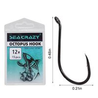 OEM ODM 12 # Hameçon en acier à haute teneur en carbone -10/0 avec ardillon et anneau pour la pêche en mer et en rivière, accessoires de pêche