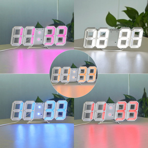 Led kỹ thuật số báo động 3D Đồng hồ treo tường bàn tự động mờ 3D Tường LED báo động đồng hồ kỹ thuật số Trắng số đồng hồ thời gian với điều khiển từ xa - Product Image 5