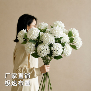 Fleurs d'hortensia artificielles en soie Yuan Nuo, branche simple à 2 têtes, pour décoration de mariage et de maison - Product Image 3