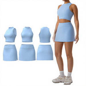 Conjunto Deportivo Yimo Fashion para Mujer, Top Corto sin Mangas para Yoga y Pantalones Cortos de Cintura Alta, Color Sólido, Transpirable, Sin Costuras, Anti-transparencia - Product Image 3