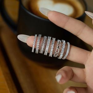 Dylam <b>Dainty</b> Tiny Design Thin <b>Rings</b> 925 Sterling Silver Circle 5A Cubic Zircon Eternity Band Engagement Bridal Promise <b>Rings</b> - Product Image 3