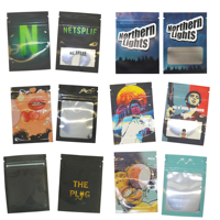 Sacs refermables anti-odeur personnalisés avec logo, 7g 14g 28g, sacs en Mylar noir avec fenêtre transparente, qualité alimentaire