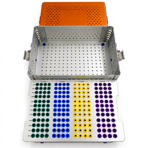 Boîte de stérilisation pour vis pédiculaires avec supports codés par couleur pour implants vertébraux, conceptions personnalisées, fournisseur en gros - Product Image 1