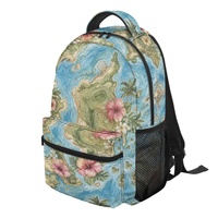 Sac à dos OEM avec imprimé carte de Hawaï, en polyester, entièrement imprimé, avec bretelles réglables pour les voyages et l'école