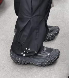 Modern Chunky Platform Footwear, Fashion Black Street <b>Sneakers</b>, Supportive Non Slip Daily Walking Casual Shoes for Men - Product Image 3