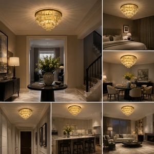 Lustre moderne pour salon, hôtel, décoration, grande suspension en cristal, luminaire de plafond à montage en surface - Product Image 4