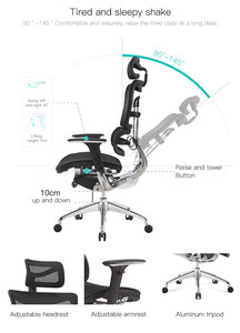 Silla de Oficina Ejecutiva MIGE, Respaldo Alto, Ajustable en 3D, Malla Ergonómica, Giratoria, para Oficina en Casa, Acero Inoxidable - Product Image 2