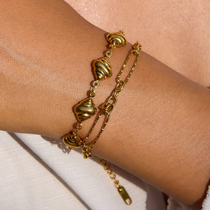 Conjunto de collar de acero inoxidable con diseño geométrico de pan para mujer, regalo de joyería, accesorio de moda - Product Image 4