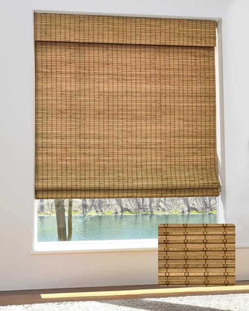 Elegant Custom Bamboo Roman Blinds Modern Design Vertical Custom Shades Shutters for Windows Built-in Installation Spring Plain