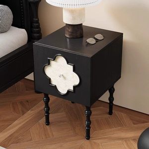 NKOL French Traditional Solid Ash Wood Nightstand with Mother-of-Pearl Inlay 1 Drawer Bedroom Furniture - Product Image 4