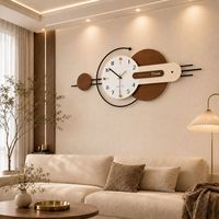 Jam Dinding Logam Bergaya Art Deco, Dioperasikan dengan Baterai, Desain Persegi Panjang - Model Baru 2026 untuk Ruang Tamu Ruang Makan Ekstra Besar