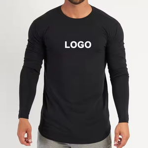 T-Shirt Sportiva Slim OEM a Maniche Lunghe, 95% Cotone 5% Elastan, Maglietta Personalizzata con Stampa per Bodybuilding - Product Image 1