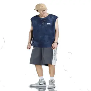 Summer tie-dye sleeveless T-shirt vest male popular logo high street sports hip-hop basketball INS tank