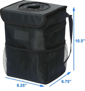 Car Auto Black Waterproof Car Trash Can Trash Bag With Lid And Storage Pockets Car Trash Bag For The Car Garbage Bag Suspension