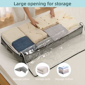 Nouveau sac de rangement sous le lit pour couettes, en tissu non tissé épais, grande capacité, pour couvertures, vêtements et couettes, avec PVC transparent - Product Image 3