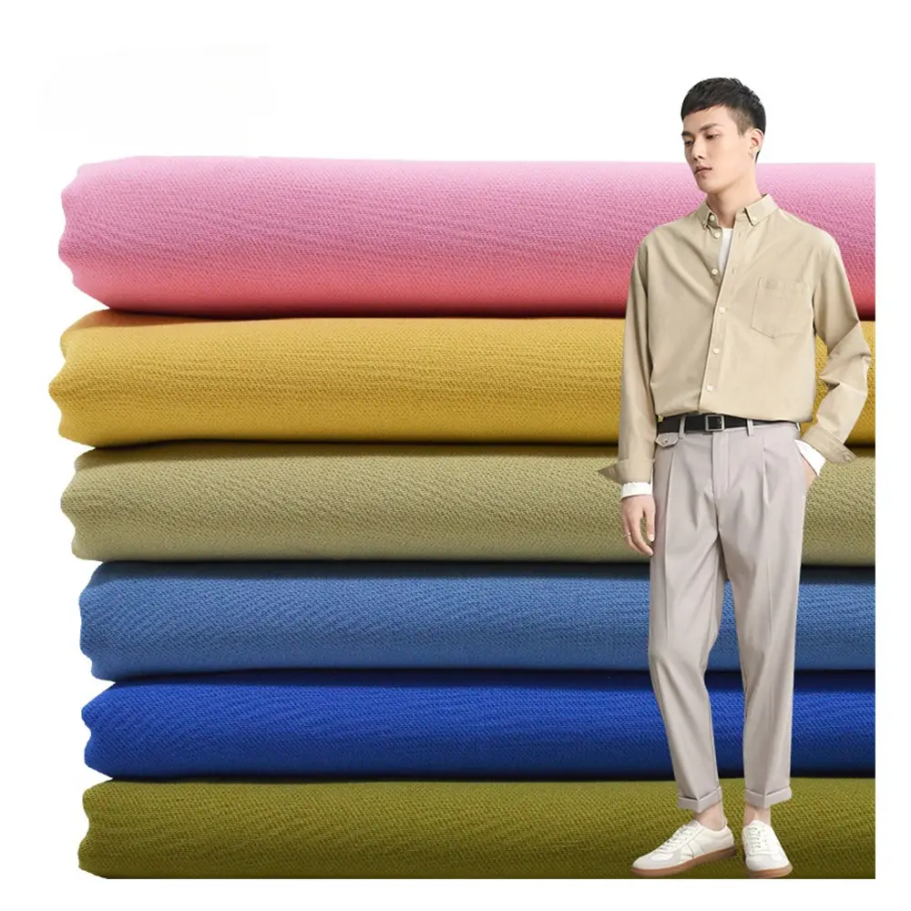 Tecido telas para roupas de trabalho, tecido de sarja de algodão Dacron 100 poliéster 240 g/m2 em estoque