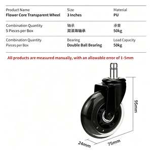 LuxeGlide Premium Soft Rubber Furniture Wheels With Quiet Ball Bearing Swivel For Hardwood <b>Floors</b> And Carpets Universal Set Of 4 - Product Image 3