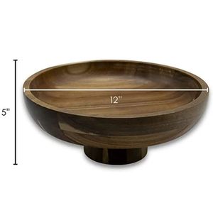 आधुनिक घरेलू सजावटी सामान थोक बिक्री फार्म हाउस मोमबत्ती एकासिया बड़े लकड़ी के कटोरे और प्लेटों के गोल फल - Product Image 5