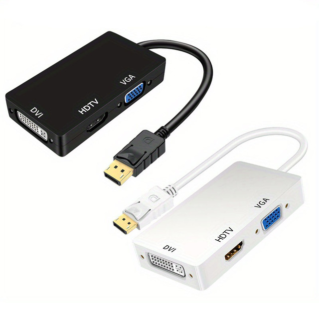 DP to HDMI DVI VGA Adapter 3 in 1 Cable Converter for PC Laptop Projector