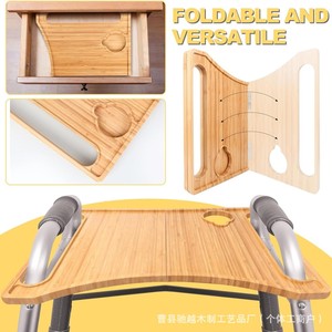Wooden Multifunctional Walker Tray Foldable For <b>Elderly</b> Food <b>Mobile</b> Phone Holder Portable Lightweight - Product Image 3
