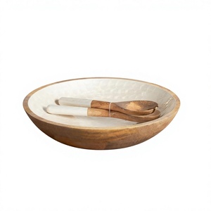 Juego de Tazones para Servir Comida de Madera Natural Pulida, Estilo Vintage, Ecológicos, de BS INTERNATIONAL, Solo Lavar a Mano, Decoración para Fiestas en Casa - Product Image 6