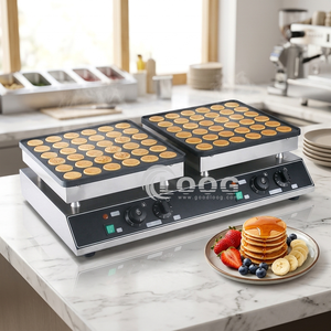 Dubbele Kop Kleine Pannenkoekenmaker 72 gaten Elektrische Poffertjesgrill Anti-aanbaklaag RVS Commerciële <span class=keywords><strong>Mini</strong></span> Pannenkoekenmachine - Product Image 3