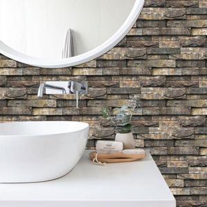 Papier peint rétro à effet marbre brique et pierre marron résistant à l'eau Installation facile pour endommager les murs - Product Image 3