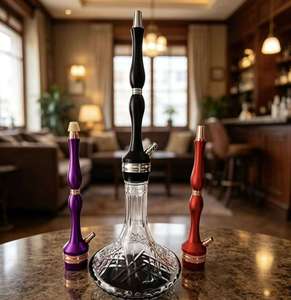Juego de Hookah de Vidrio Transparente con Manguera de Aluminio, Pipa de Agua Moderna para Salón, Bar y Uso Doméstico - Product Image 3