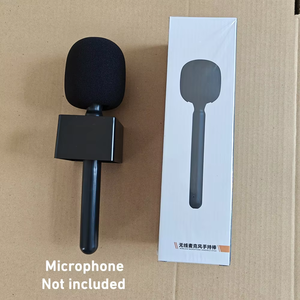 Caja de logotipo de bandera de micrófono dinámico 2 en 1, adaptador de mano, soporte de palo de micrófono con parabrisas de espuma para Rode DJI Interview Go Mic - Product Image 1