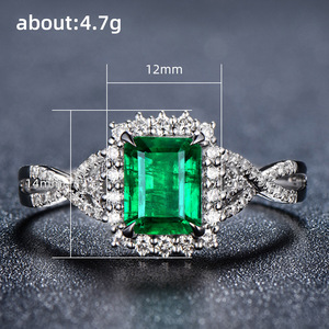 Emerald Color Square Design Ring Elegant Style Finger Ring for Women - Product Image 5