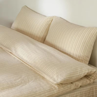 Ensemble de taies d'oreiller rayées 100 % coton lavé, doux, respirant, qualité hôtelière de luxe, 200 fils, poches profondes, tailles Standard, Queen, King pour la maison