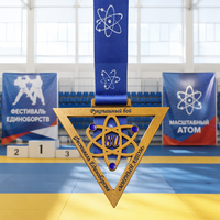 Médailles de récompense sportives pour festivals d'arts martiaux, en alliage de zinc, bronze antique, à découpe triangulaire, personnalisées par une usine professionnelle
