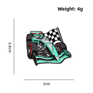 Broche en émail de voiture de course de formule 1 de dessin animé avec <span class=keywords><strong>drapeau</strong></span> à damier, badge de collection pour la décoration d'un tenue sportive et comme cadeau - Product Image 5