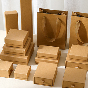 Kağıt torba ile kahverengi Kraft kağıt mücevher kutusu çok boyutları seçeneği özel kendi Logo kapak kutusu çekmece kutusu küpe kolye ambalaj - Product Image 2
